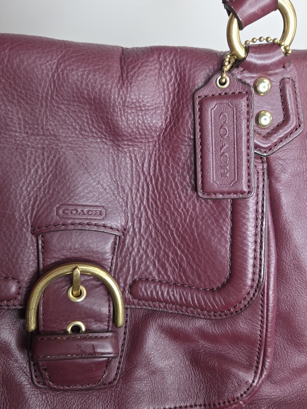 Coach Bag F1373-F25151 Leather Buckle Satchel Shoulder Burgundy F25151 - Picture 4 of 16
